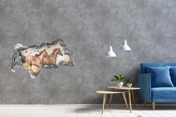 Hole wall sticker Galloping horses in the wild