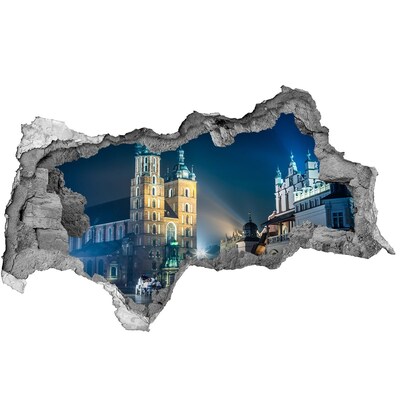 Hole in the wall decal Krakow's night sky