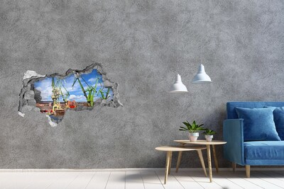 Hole in the wall sticker Industrial port in action