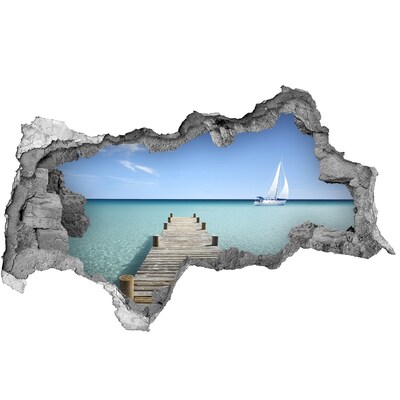 Hole in the wall decal Pier over the turquoise sea