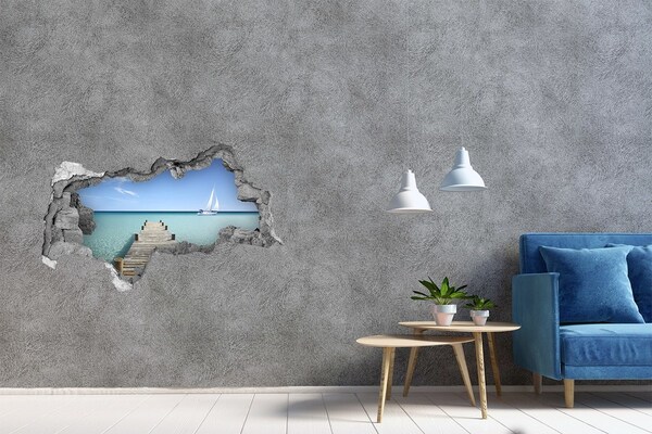 Hole in the wall decal Pier over the turquoise sea