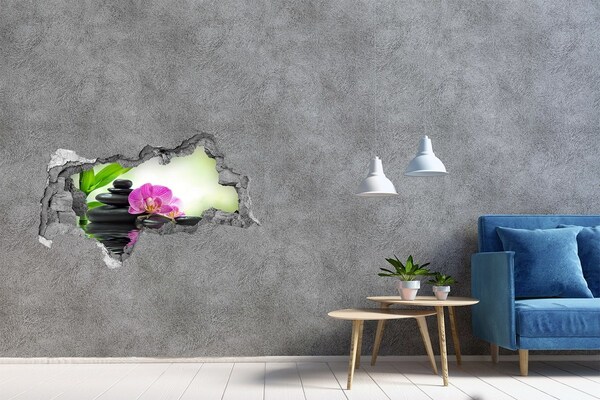 Hole in the wall sticker Relaxing orchid garden