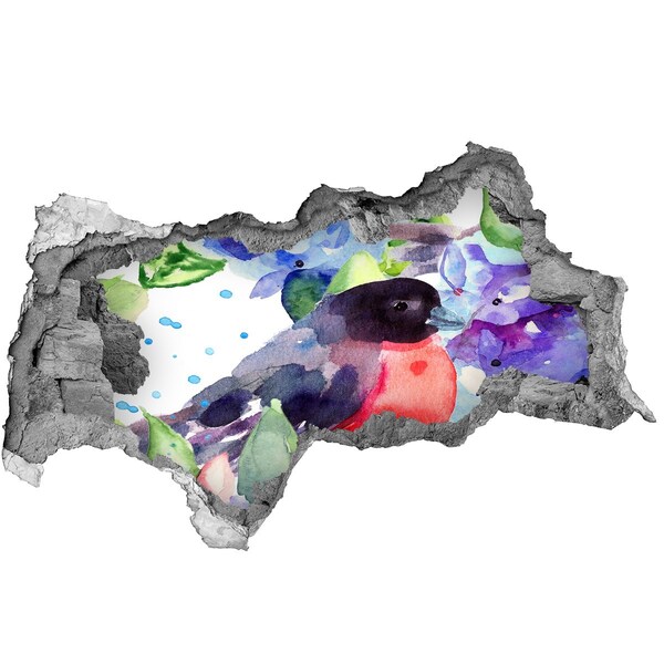 Hole wall sticker A bird in a colorful composition