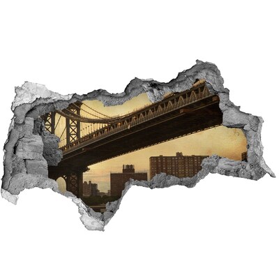 Hole wall sticker New York Bridge
