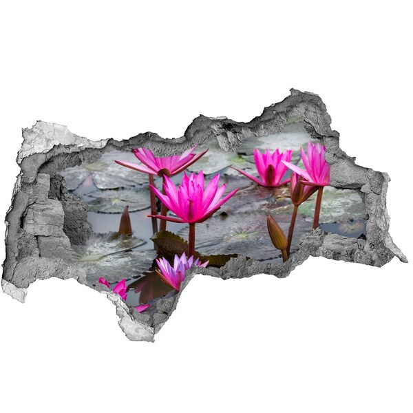 Hole wall sticker Water flowers in the pond