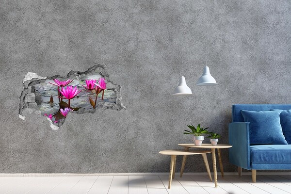 Hole wall sticker Water flowers in the pond