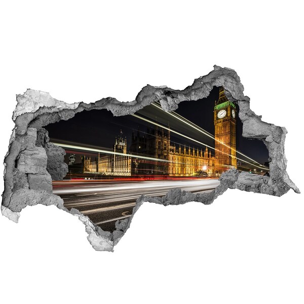Hole wall sticker London landmarks at night