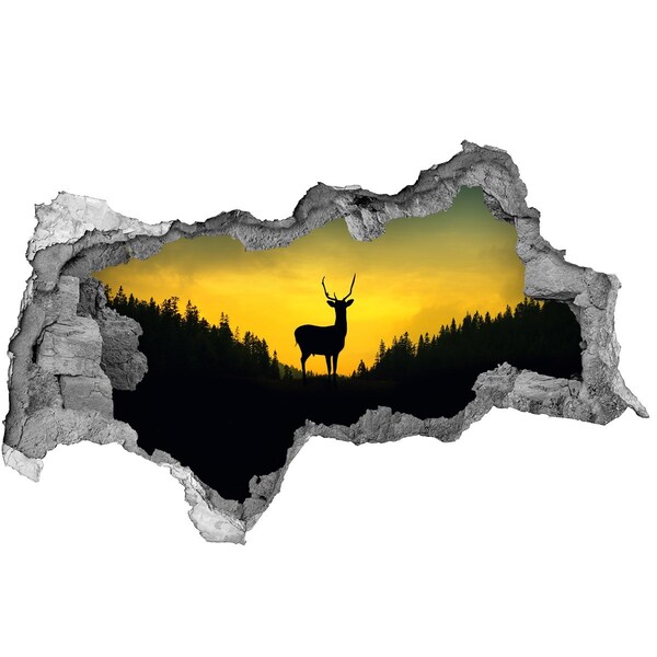 Hole in the wall decal Deer against the setting sun