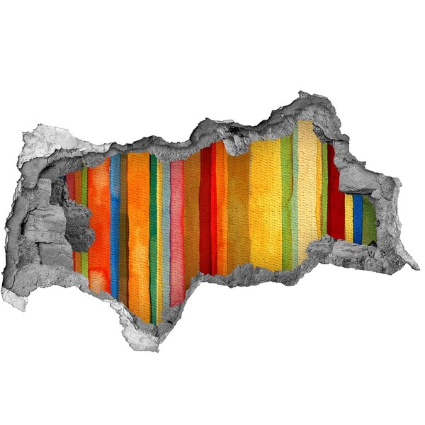 Hole wall sticker Colorful stripes in a damaged wall