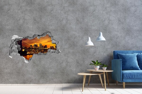 Hole wall sticker New York skyline at sunset