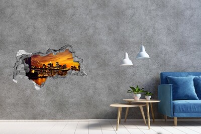 Hole wall sticker New York skyline at sunset