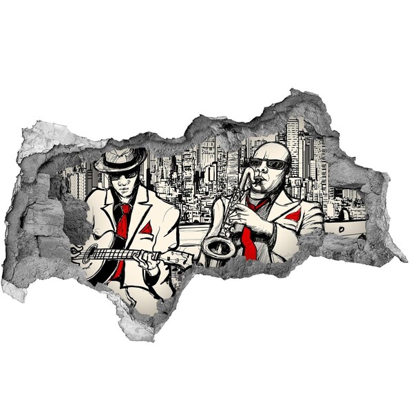 Hole wall sticker Jazz scene in the city
