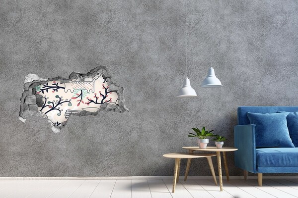 Hole wall sticker Floral pattern with elements of nature