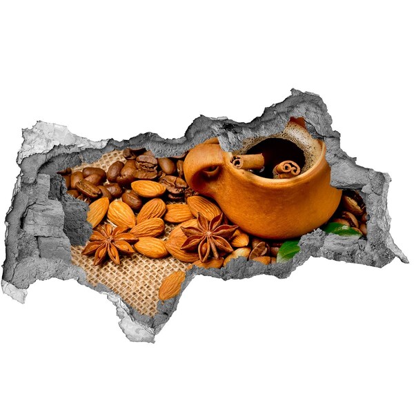 Hole wall sticker Coffee and spices in a rustic style