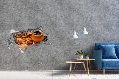 Hole wall sticker Coffee and spices in a rustic style