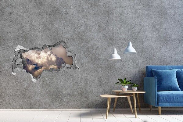 Hole in the wall sticker Clouds behind the wall
