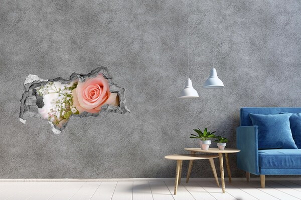 Hole in the wall decal A rose in a floral arrangement