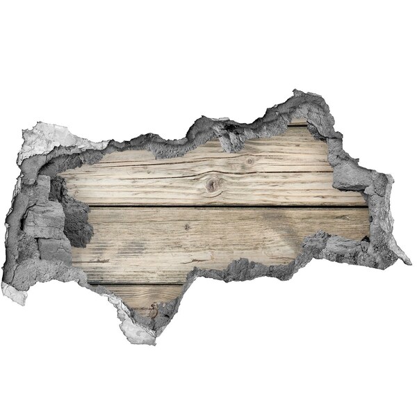 Hole in the wall decal A wooden board in a hole in the wall