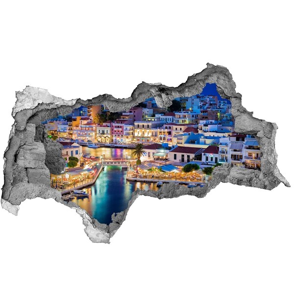 Hole wall sticker A picturesque seaside town