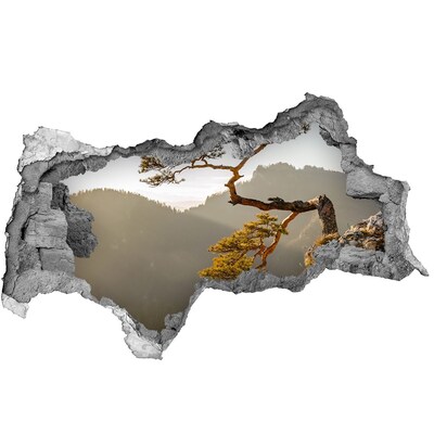 Hole in the wall decal Mountain landscape with a tree