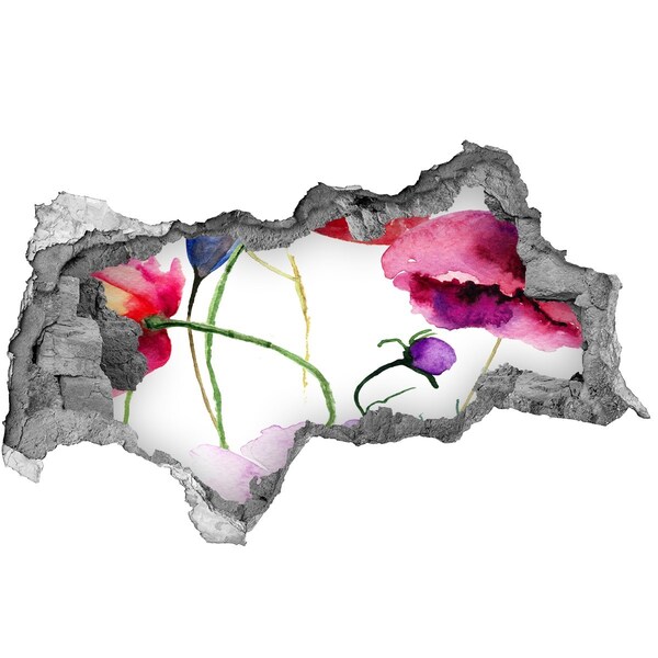 Hole in the wall sticker Flower landscape through a hole in the wall