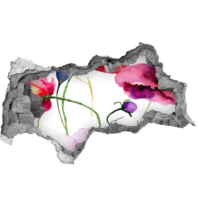 Hole in the wall sticker Flower landscape through a hole in the wall