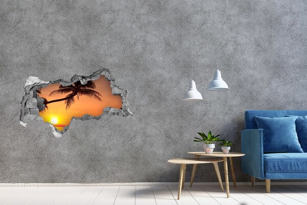 Hole in the wall sticker Sunset on a tropical beach