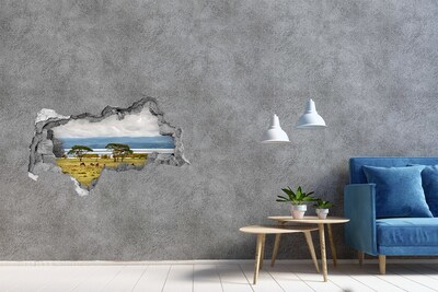 Hole in the wall sticker African landscape with wild animals