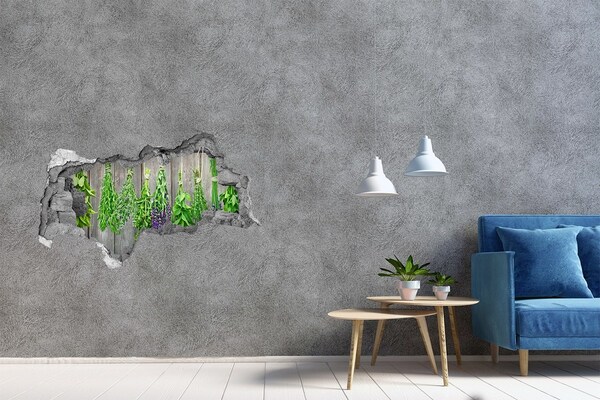 Hole in the wall decal Herb garden behind the wall
