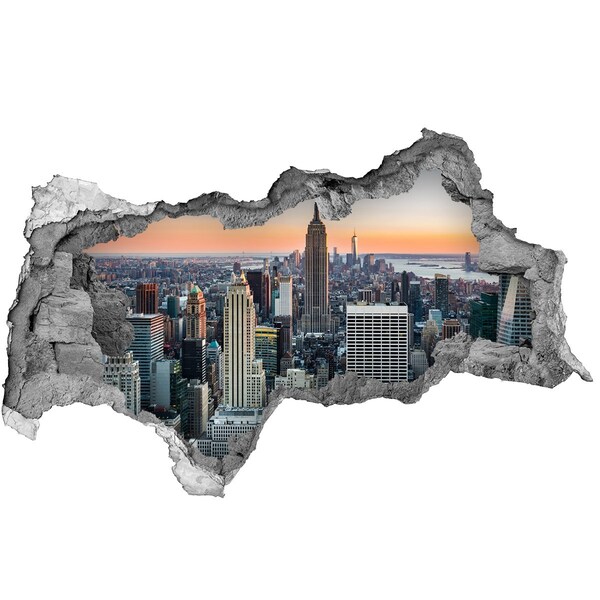 Hole wall sticker New York at sunset