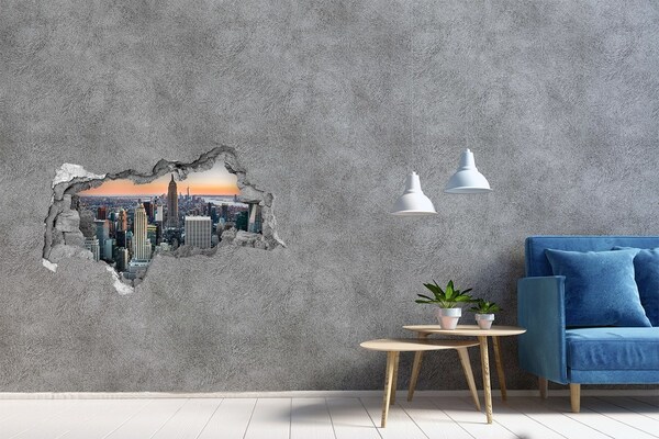Hole wall sticker New York at sunset