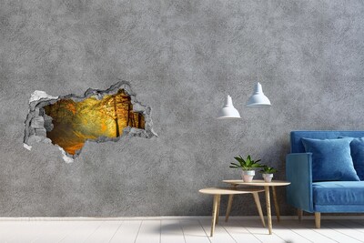 Hole in the wall sticker Golden autumn in the forest