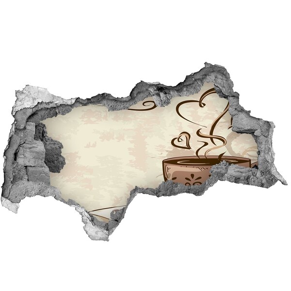 Hole in the wall decal A charming cup of steaming coffee