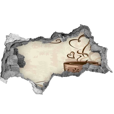 Hole in the wall decal A charming cup of steaming coffee