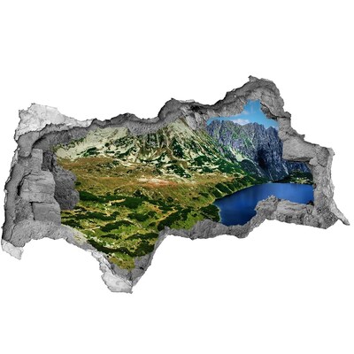 Hole wall sticker Mountain landscape with a lake