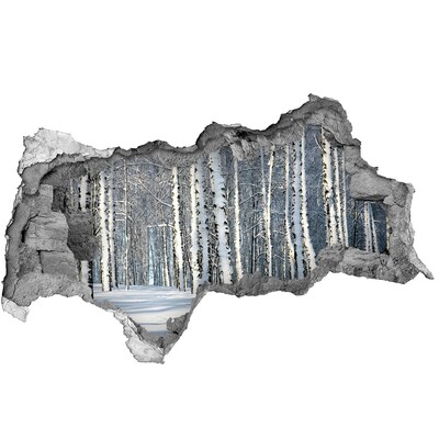 Hole wall sticker Winter forest in white