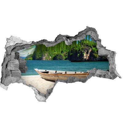 Hole wall sticker Tropical bay with a boat