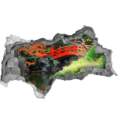 Hole wall sticker Japanese bridge in the garden