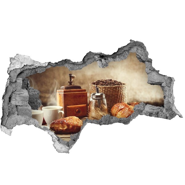 Hole in the wall decal Morning coffee and fresh bread