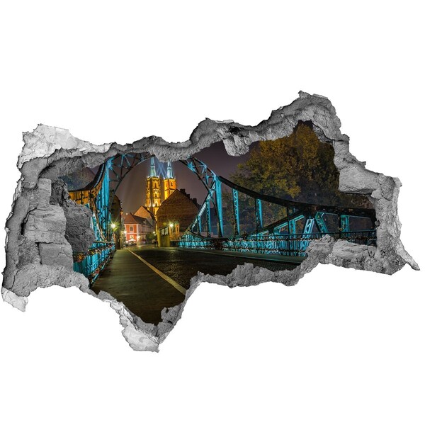 Hole in the wall decal The bridge in the night scenery