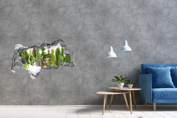 Hole wall sticker Green herb garden