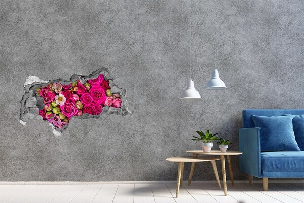Hole in the wall decal A floral explosion of roses