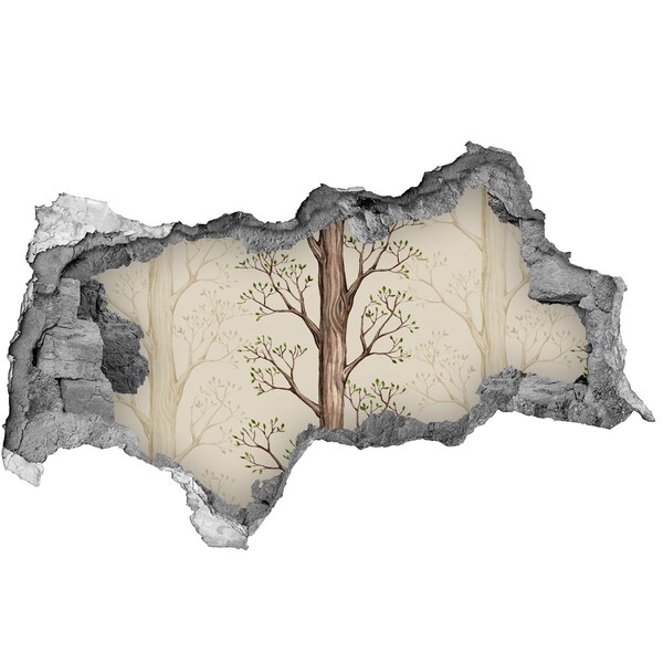 Hole in the wall decal Broken wall with a tree