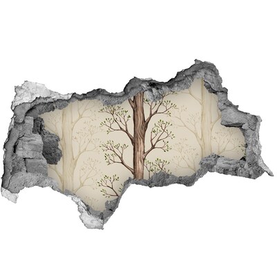 Hole in the wall decal Broken wall with a tree