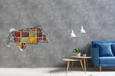 Hole wall sticker A kitchen full of spices