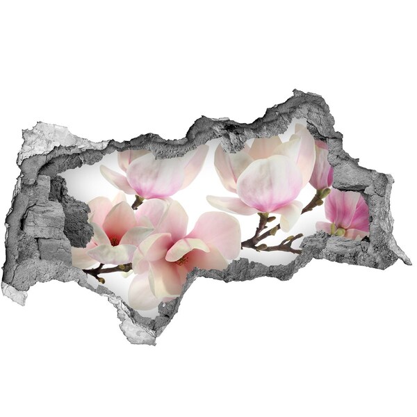 Hole wall sticker Magnolia flowers through a hole in the wall