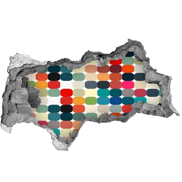 Hole wall sticker Colorful mosaic through a hole in the wall