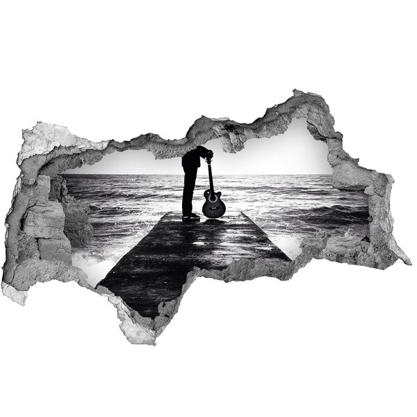 Hole wall sticker Musician on the pier