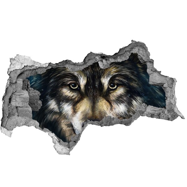Hole in the wall decal Wolf's gaze through the wall