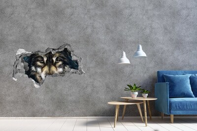 Hole in the wall decal Wolf's gaze through the wall